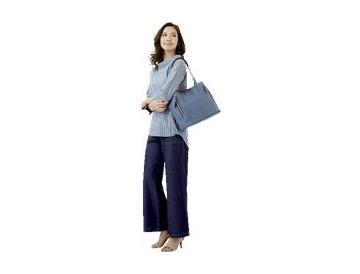 涼風ロールネックチュニックネイビー＋軽快デニムワイドパンツネイビーセットアップ