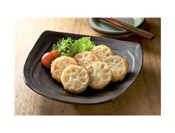 国産鶏の蓮根はさみ天（角切り生姜入）