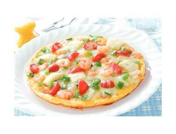 シーフードのピザ風オムレツ