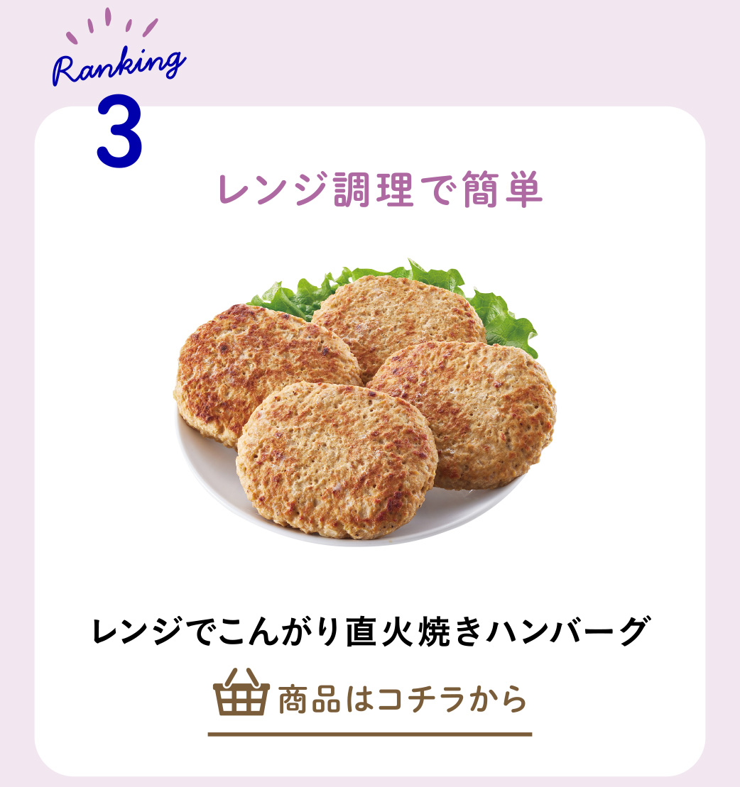 レンジでこんがり直火焼きハンバーグ