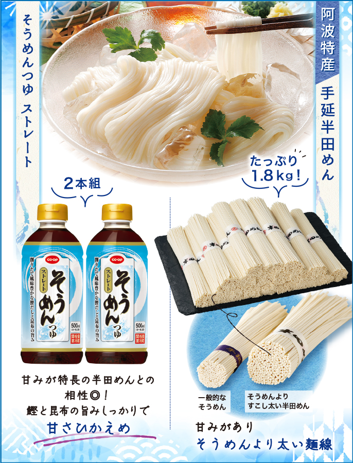 手延べ半田めん+そうめんつゆストレート
