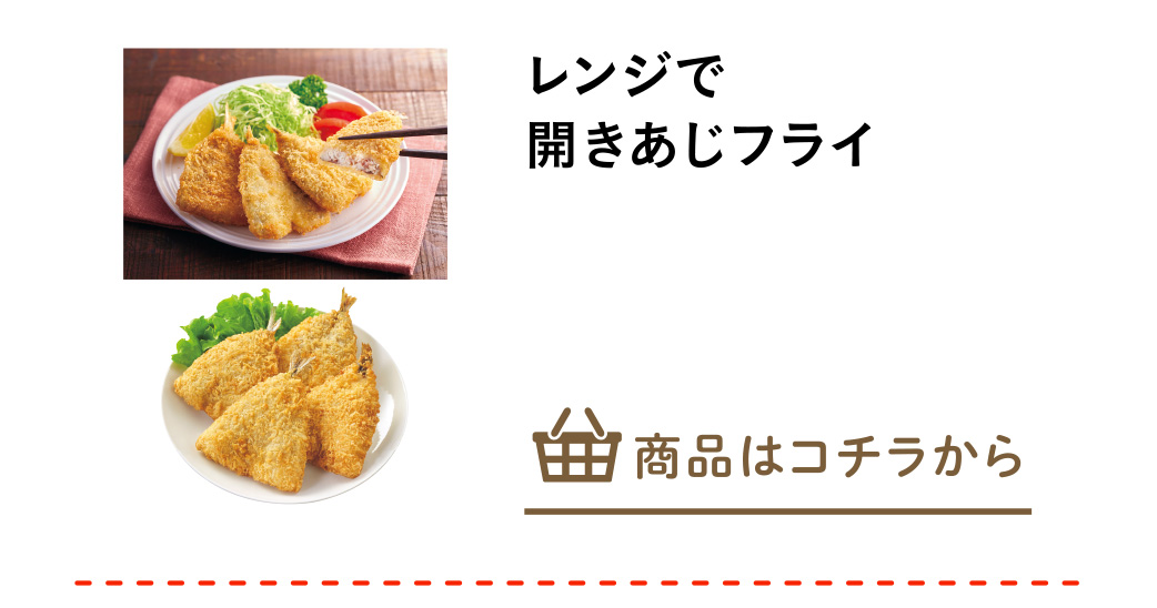 レンジで開きあじフライ