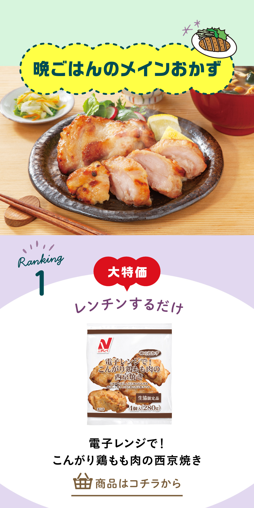 電子レンジで！こんがり鶏もも肉の西京焼き