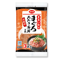 まるい形のまぐろたたき身丼の具
４０ｇ×３＋たれ１０ｍｌ×３